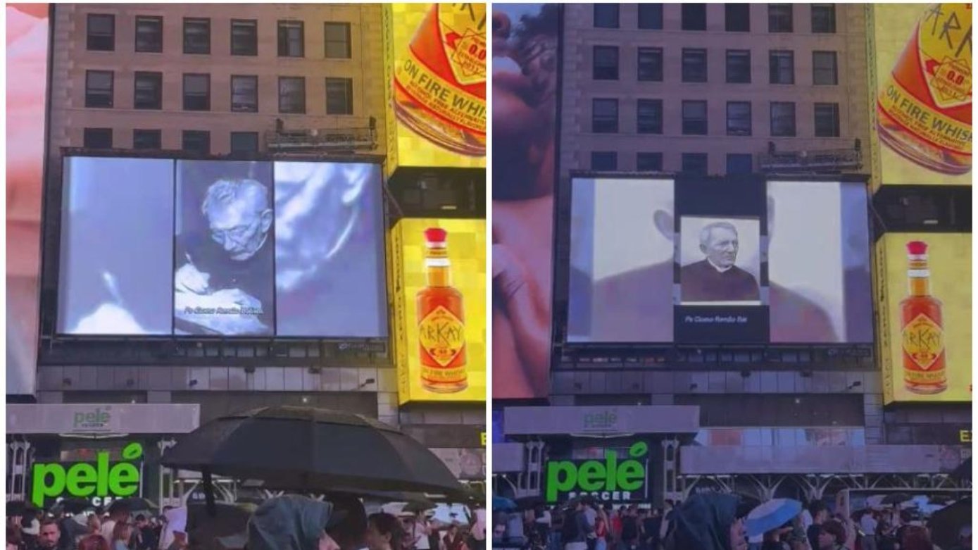Cearense devoto de Padre Cícero faz homenagem ao sacerdote nos telões da Times Square