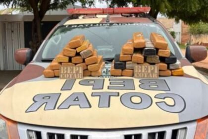 Apreensão de tabletes de maconha realizada pelo Bepi da PMCE durante operação no interior do estado.