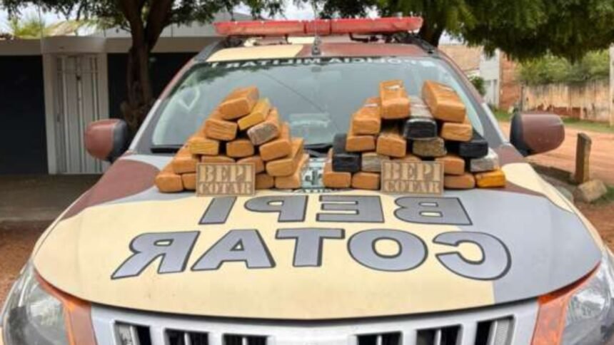 Apreensão de tabletes de maconha realizada pelo Bepi da PMCE durante operação no interior do estado.