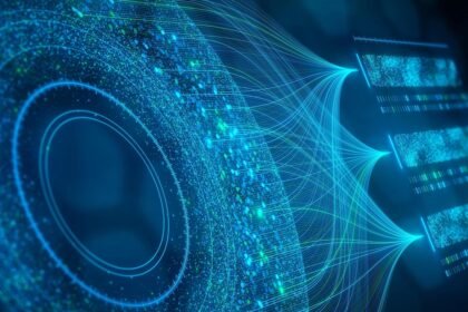 Ilustração de inteligência artificial analisando grandes volumes de dados médicos.