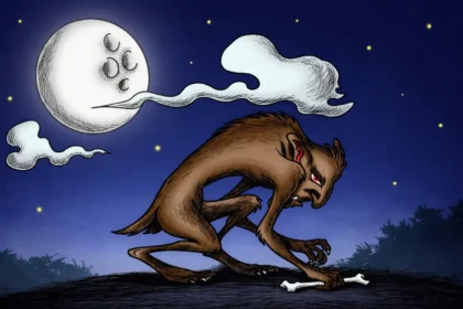 Representação artística do lobisomem na estrada da Mataquiri em Cascavel.