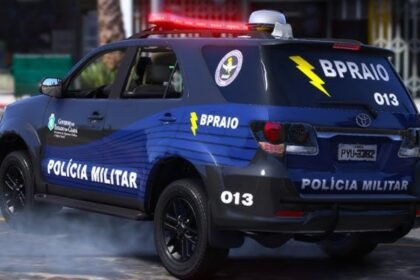 Viatura do BPRaio, unidade da Polícia Militar do Ceará envolvida em caso de condenação de policiais por crime de tortura.