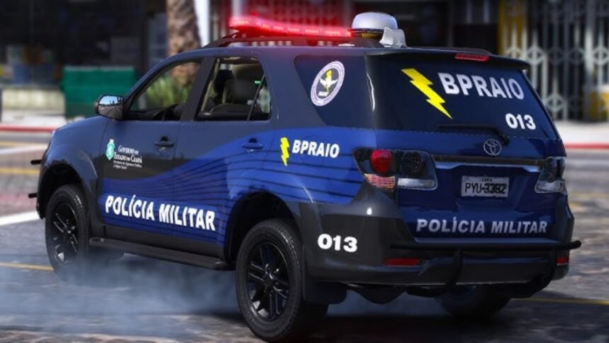 Viatura do BPRaio, unidade da Polícia Militar do Ceará envolvida em caso de condenação de policiais por crime de tortura.